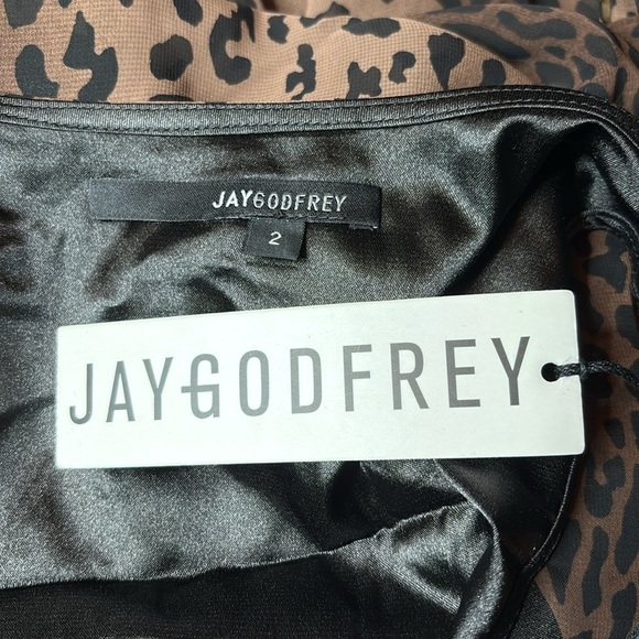 JAY GODFREY Brown Leopard Print V-Neck Kimono Stastny Dress Size 2 - Picture 6 of 7